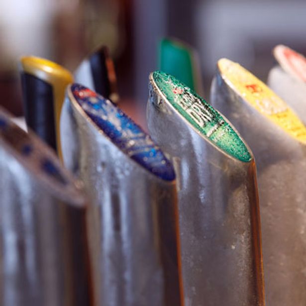 set of cold beer pipes ready for serving