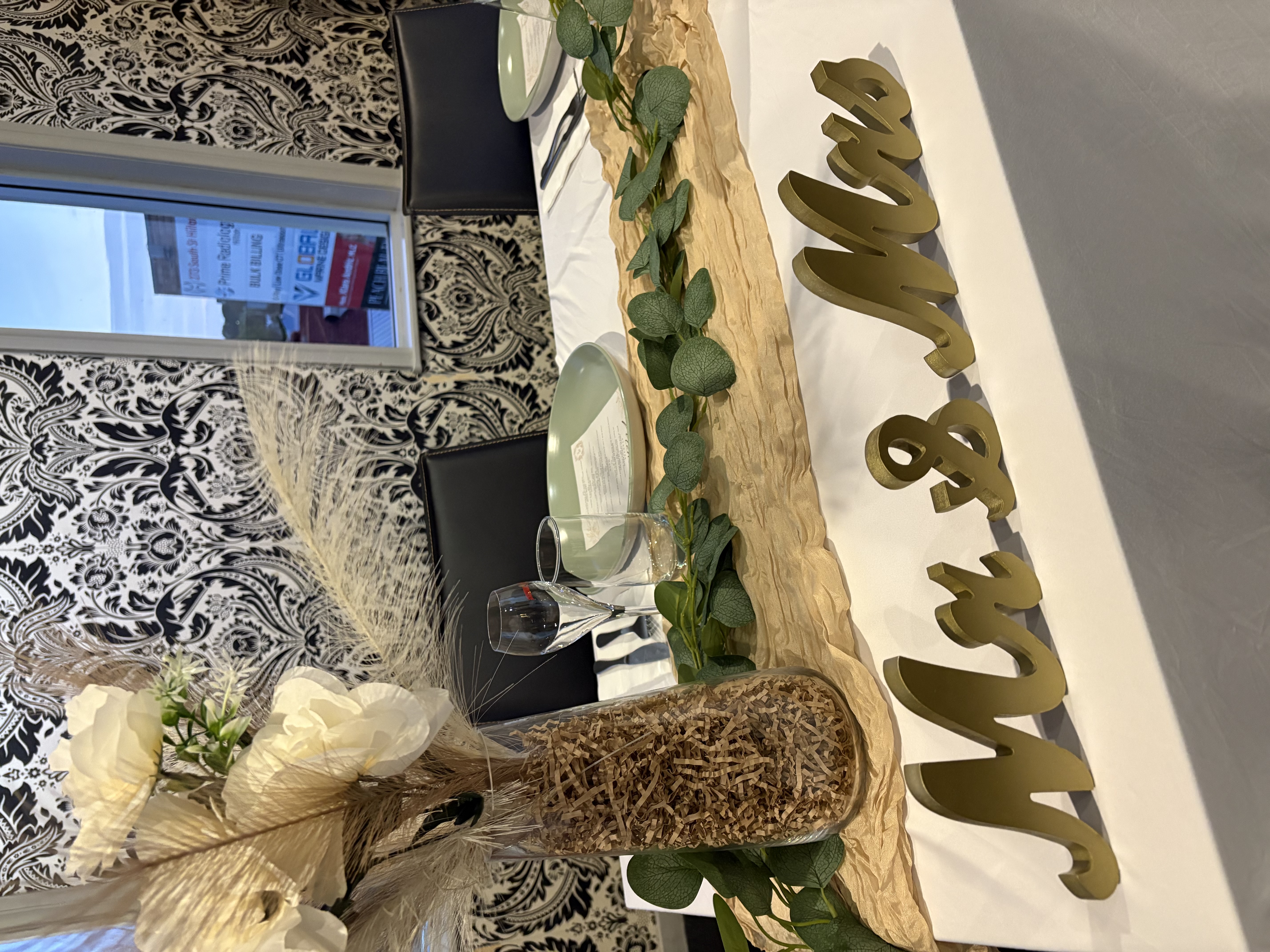 Happy couple table decoration